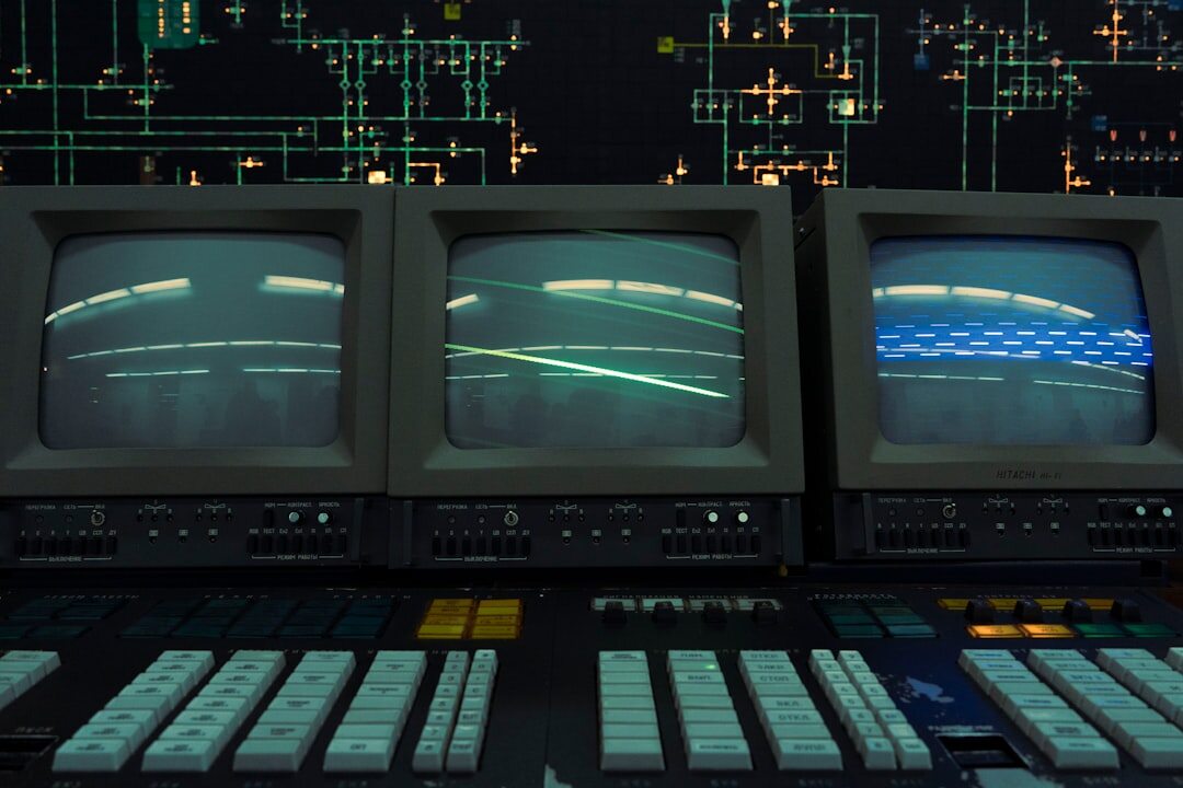 Old television control room with analog broadcast equipment